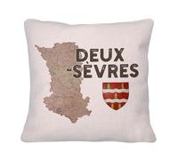 Fabulous Housse de Coussin en Lin - Deux-Sèvres 79 Departement Niort Carte Ancienne Nouvelle Aquitaine - 40 x 40 cm
