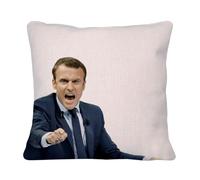 Fabulous Housse de Coussin en Lin - Macron en Colere President France Humour Meme - 40 x 40 cm