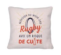 Fabulous Housse de Coussin en Lin - Rugby avec Un Risque de Cuite Sport Rugby Apéro - 40 x 40 cm
