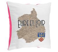 Fabulous Housse de Coussin en Peluche Rose - Eure et Loir 28 Département Chartres Carte Ancienne - 40 x 40 cm Toucher Peluche