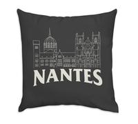 Fabulous Housse de Coussin en Velours Noir - Nantes Minimalist France Ville Ouest Château - 40 x 40 cm Toucher Velours