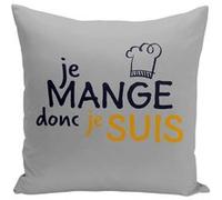 Fabulous Housse de coussin gris Je Mange donc je Suis [40x40 cm] Gris G