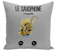 Fabulous Housse de coussin gris Le Saxophone M'Appelle [40x40 cm] Gris G