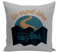 Fabulous Housse de coussin gris Un Esprit Libre, Jamais Confiné [40x40 cm] Gris G