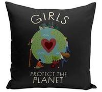 Fabulous Housse de coussin noir Girls Protect The Planet [40x40 cm] Noir G