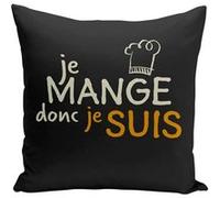 Fabulous Housse de coussin noir Je Mange donc je Suis [40x40 cm] Noir G