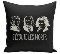 Fabulous Housse de coussin noir J'écoute les morts Bach Mozart Beethoven [40x40 cm] Noir G