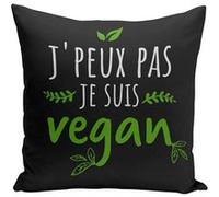 Fabulous Housse de coussin noir J'peux pas je suis Vegan [40x40 cm] Noir G