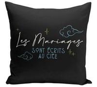 Fabulous Housse de coussin noir Les Mariages sont écrits au Ciel [40x40 cm] Noir G