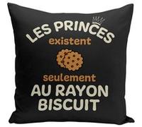 Fabulous Housse de coussin noir Les Princes existent seulement au Rayon Biscuit [40x40 cm] Noir G