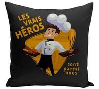 Fabulous Housse de coussin noir Les Vrais Héros - Cuisinier Chef Commis [40x40 cm] Noir G
