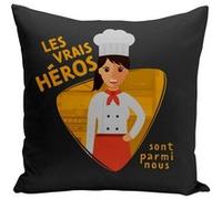 Fabulous Housse de coussin noir Les Vrais Héros - Cuisinière Chef Commis [40x40 cm] Noir G