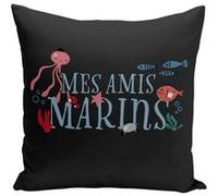 Fabulous Housse de coussin noir Mes Amis Marins [40x40 cm] Noir G