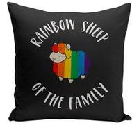Fabulous Housse de coussin noir Rainbow Sheep of the Family [40x40 cm] Noir