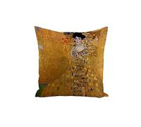 Fabulous Housse de Coussin Peinture Gustav Klimt Portrait d'Adèle Bloch Bauer I Art Vintage Original Or Doré 40x40cm