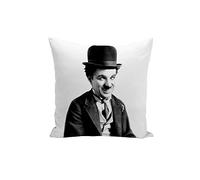 Fabulous Housse de Coussin Photo de Star Célébrité Charlie Chaplin Acteur Vieux Cinéma Original 4 Souriant 40x40cm