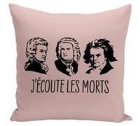 Fabulous Housse de coussin rose J'écoute les morts Bach Mozart Beethoven [40x40 cm] Rose G