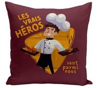 Fabulous Housse de coussin rouge Les Vrais Héros - Cuisinier Chef Commis [40x40 cm] Rouge G