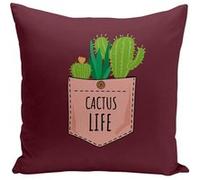 Fabulous Housse de coussin rouge Poche Surprise Cactus Life [40x40 cm] Rouge G