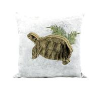Fabulous Housse de Coussin Similicuir Blanc - Tortue Tropique Plage Minimaliste Biologie Illustration Ancienne - 40 x 40 cm Toucher Cuir