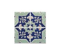 Fabulous Lot x4 Carreaux Céramique Décoratif 15,2 x 15,2 cm - Ornement Floral Retro Motif Baroque Art Nouveau (Taille totale 30,4 x 30,4cm)