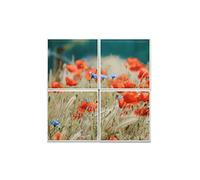 Fabulous Lot x4 Carreaux Céramique Décoratif 20 x 20 cm - Champ de Coquelicots et Blé Friche Fleurs Sauvages Nature (Taille totale 40 x 40cm)