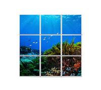 Fabulous Lot x9 Carreaux Céramique Décoratif 20 x 20 cm - Corail Mer Ocean Poisson Fonds Marin Plongee Surf Paradie (Taille totale 60 x 60cm)