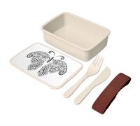 Fabulous Lunch Box - Boite à Repas avec couverts Dessin de Papillon Arabesque Noir Animaux Nature - 700 ml