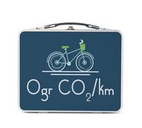 Fabulous Lunch Box Métal Argenté pour Sandwich et Snack - 0gr CO2/km Vélo Vert Écologie Environnement Planète - Boîte à Goûter Aluminium Gamelle Rigide Style Rétro Imprimée en France