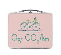 Fabulous Lunch Box Métal Argenté pour Sandwich et Snack - 0gr CO2/km Vélo Vert Écologie Environnement Planète - Boîte à Goûter Aluminium Gamelle Rigide Style Rétro Imprimée en France