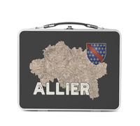 Fabulous Lunch Box Métal Argenté pour Sandwich et Snack - Allier 03 Departement Laon Carte Ancienne Hauts de France - Boîte à Goûter Aluminium Gamelle Rigide Style Rétro Imprimée en France