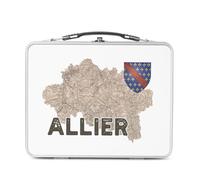 Fabulous Lunch Box Métal Argenté pour Sandwich et Snack - Allier 03 Departement Laon Carte Ancienne Hauts de France - Boîte à Goûter Aluminium Gamelle Rigide Style Rétro Imprimée en France