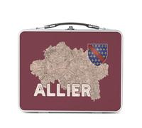 Fabulous Lunch Box Métal Argenté pour Sandwich et Snack - Allier 03 Departement Laon Carte Ancienne Hauts de France - Boîte à Goûter Aluminium Gamelle Rigide Style Rétro Imprimée en France