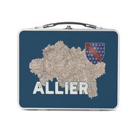 Fabulous Lunch Box Métal Argenté pour Sandwich et Snack - Allier 03 Departement Laon Carte Ancienne Hauts de France - Boîte à Goûter Aluminium Gamelle Rigide Style Rétro Imprimée en France