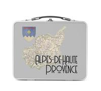 Fabulous Lunch Box Métal Argenté pour Sandwich et Snack - Alpes de Haute Provence 04 Département Carte Ancienne - Boîte à Goûter Aluminium Gamelle Rigide Style Rétro Imprimée en France