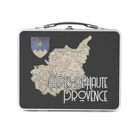 Fabulous Lunch Box Métal Argenté pour Sandwich et Snack - Alpes de Haute Provence 04 Département Carte Ancienne - Boîte à Goûter Aluminium Gamelle Rigide Style Rétro Imprimée en France