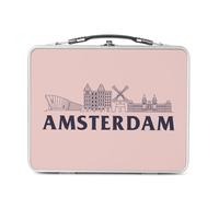 Fabulous Lunch Box Métal Argenté pour Sandwich et Snack - Amsterdam Minimalist Voyage Pays-Bas Tourisme - Boîte à Goûter Aluminium Gamelle Rigide Style Rétro Imprimée en France