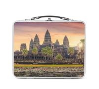 Fabulous Lunch Box Métal Argenté pour Sandwich et Snack - Angkor Wat Levé de Soleil Cambodge Temple Antique - Boîte à Goûter Aluminium Gamelle Rigide Style Rétro Imprimée en France