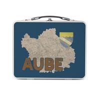 Fabulous Lunch Box Métal Argenté pour Sandwich et Snack - Aube 10 Département Troyes Carte Ancienne France - Boîte à Goûter Aluminium Gamelle Rigide Style Rétro Imprimée en France
