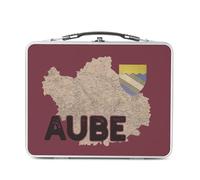 Fabulous Lunch Box Métal Argenté pour Sandwich et Snack - Aube 10 Département Troyes Carte Ancienne France - Boîte à Goûter Aluminium Gamelle Rigide Style Rétro Imprimée en France