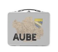 Fabulous Lunch Box Métal Argenté pour Sandwich et Snack - Aube 10 Département Troyes Carte Ancienne France - Boîte à Goûter Aluminium Gamelle Rigide Style Rétro Imprimée en France