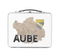 Fabulous Lunch Box Métal Argenté pour Sandwich et Snack - Aube 10 Département Troyes Carte Ancienne France - Boîte à Goûter Aluminium Gamelle Rigide Style Rétro Imprimée en France