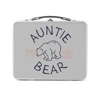 Fabulous Lunch Box Métal Argenté pour Sandwich et Snack - Auntie Bear Family Cute Animal - Boîte à Goûter Aluminium Gamelle Rigide Style Rétro Imprimée en France