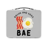 Fabulous Lunch Box Métal Argenté pour Sandwich et Snack - BAE Bacon and Eggs Jeux de Mots Nourriture Street Food - Boîte à Goûter Aluminium Gamelle Rigide Style Rétro Imprimée en France
