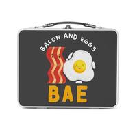 Fabulous Lunch Box Métal Argenté pour Sandwich et Snack - BAE Bacon and Eggs Jeux de Mots Nourriture Street Food - Boîte à Goûter Aluminium Gamelle Rigide Style Rétro Imprimée en France