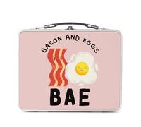 Fabulous Lunch Box Métal Argenté pour Sandwich et Snack - BAE Bacon and Eggs Jeux de Mots Nourriture Street Food - Boîte à Goûter Aluminium Gamelle Rigide Style Rétro Imprimée en France