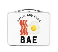 Fabulous Lunch Box Métal Argenté pour Sandwich et Snack - BAE Bacon and Eggs Jeux de Mots Nourriture Street Food - Boîte à Goûter Aluminium Gamelle Rigide Style Rétro Imprimée en France