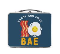 Fabulous Lunch Box Métal Argenté pour Sandwich et Snack - BAE Bacon and Eggs Jeux de Mots Nourriture Street Food - Boîte à Goûter Aluminium Gamelle Rigide Style Rétro Imprimée en France