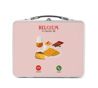 Fabulous Lunch Box Métal Argenté pour Sandwich et Snack - Belgium Is Calling Me Gastronomy Beer Chocolate - Boîte à Goûter Aluminium Gamelle Rigide Style Rétro Imprimée en France