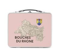 Fabulous Lunch Box Métal Argenté pour Sandwich et Snack - Bouches du Rhône 13 Marseille Departement Carte Ancienne PACA - Boîte à Goûter Aluminium Gamelle Rigide Style Rétro Imprimée en France